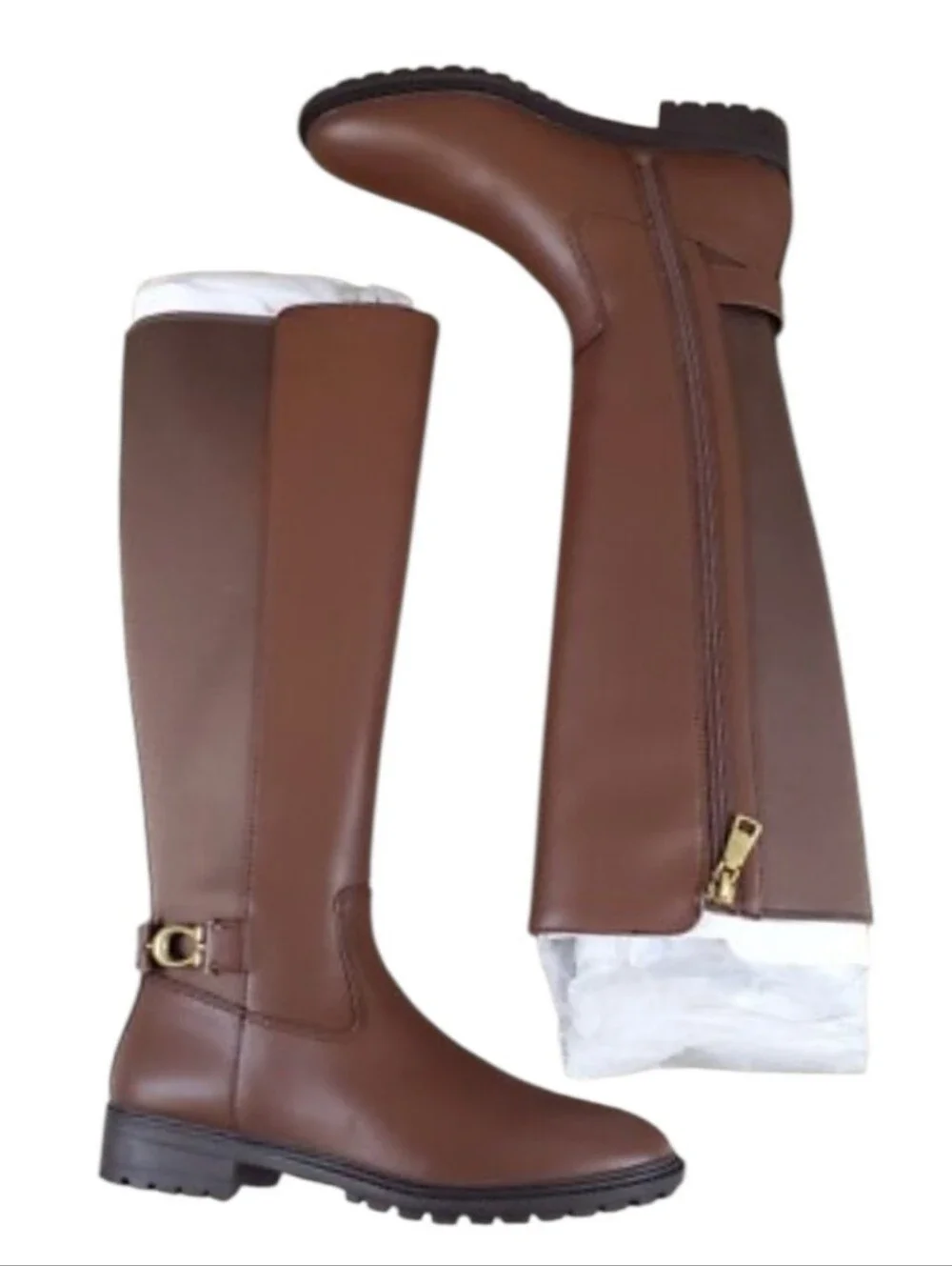 COACH Faith Brown Leather Knee High Lug Sole Riding Boots Size 9
